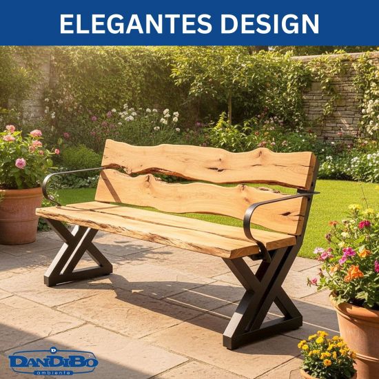 DanDiBo 2x Bankgestell mit Lehne Metall Schwarz Set DIY Bank Füße Bankkufen Bankbeine 96670 Sitzgestell für Gartenbank Robust Stabil