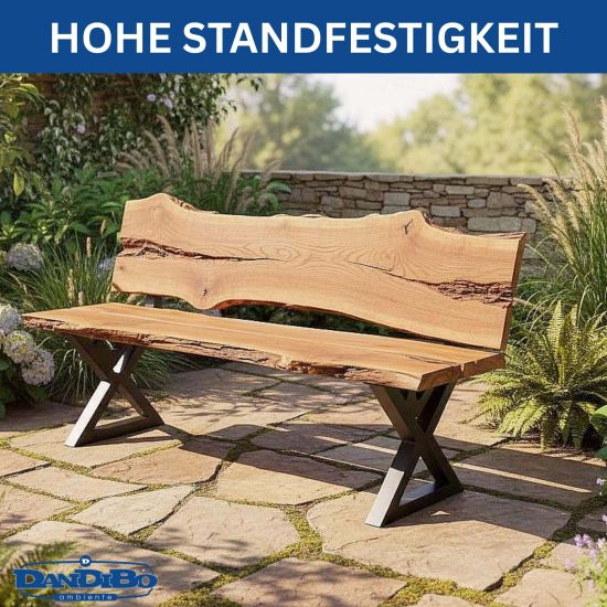 DanDiBo 2X Bankgestell mit Lehne Metall Set DIY Bank Füße Bankkufen Bankbeine 96669 Sitzgestell für Gartenbank Robust Stabil