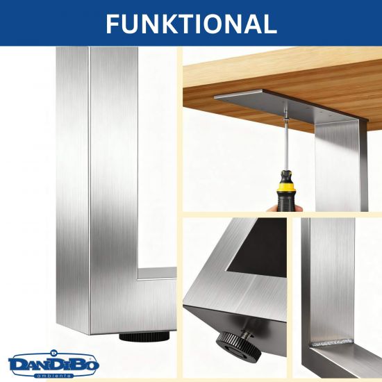 DanDiBo 2x Bench Frame Stainless Steel 43 x 30 cm Bench Legs Bench Feet 96675 Bench Runners Coffee Table Table Legs Frame