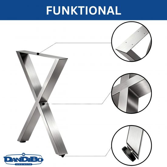 DanDiBo 2x Bankgestell Edelstahl 43 x 40 cm Bank Füße Bankbeine 96677 Bankkufen Couchtisch Tisch Beine Tischgestell