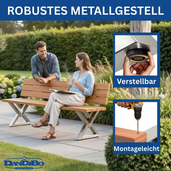 Preview: DanDiBo 2x Bankgestell mit Lehne Edelstahl Set DIY Bank Füße Bankkufen Bankbeine 96680 Sitzgestell für Gartenbank Robust Stabil