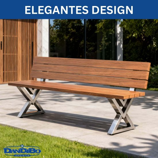 DanDiBo 2x Bankgestell mit Lehne Edelstahl Set DIY Bank Füße Bankkufen Bankbeine 96680 Sitzgestell für Gartenbank Robust Stabil