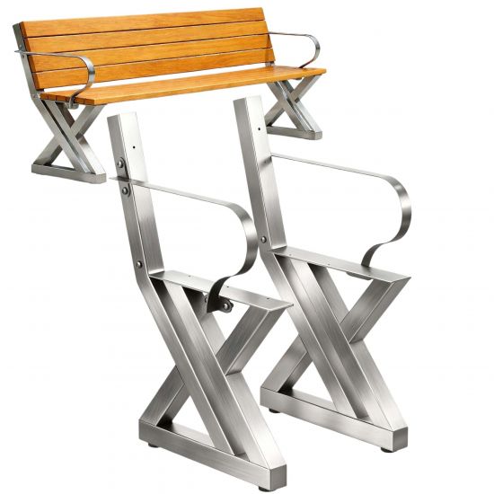 DanDiBo 2x Bankgestell mit Lehne Edelstahl Set DIY Bank Füße Bankkufen Bankbeine 96681 Sitzgestell für Gartenbank Robust Stabil