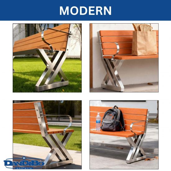 DanDiBo 2x Bankgestell mit Lehne Edelstahl Set DIY Bank Füße Bankkufen Bankbeine 96681 Sitzgestell für Gartenbank Robust Stabil