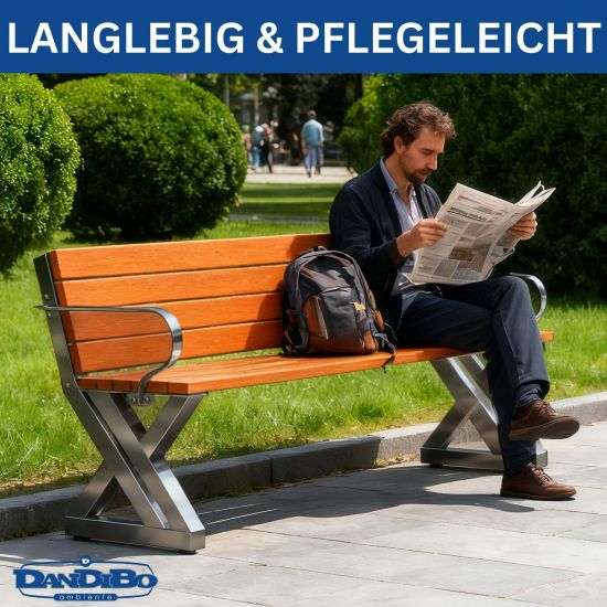 DanDiBo 2x Bankgestell mit Lehne Edelstahl Set DIY Bank Füße Bankkufen Bankbeine 96681 Sitzgestell für Gartenbank Robust Stabil