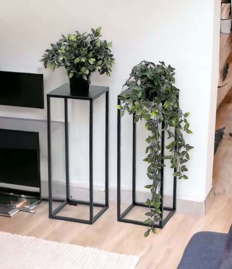 2x DanDiBo Flower Stool Metal Black 50 cm Flower Stand 96315 S Side Table Flower Column Modern Plant Stand Plant Stool