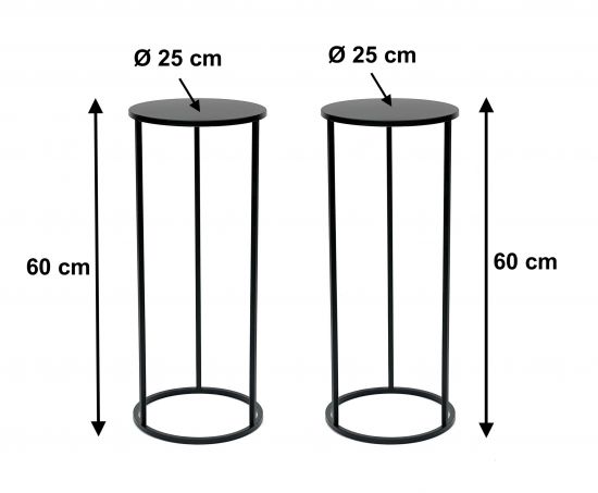 2x DanDiBo Flower Stool Metal Black Round 60 cm Flower Stand Side Table 96316 Flower Column Modern Plant Stand Plant Stool