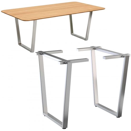 DanDiBo 2x Tischbeine Edelstahl 72 x 72 cm Tischgestell Höhenverstellbar 96679 Tischfüße Möbelfüße Tischkufen Esstisch Beine