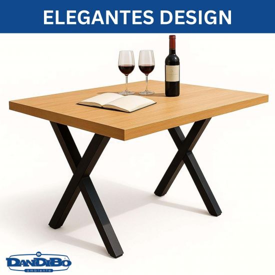 DanDiBo 2x Tischbeine Metall Schwarz 60 x 72 cm Tischgestell Höhenverstellbar 96665 Tischfüße Möbelfüße Tischkufen Esstisch Beine