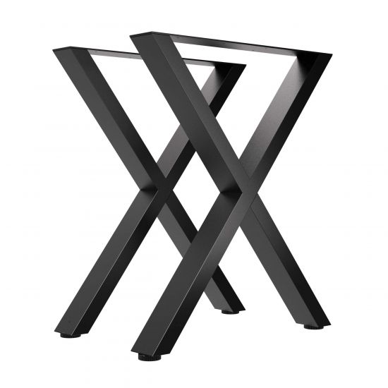DanDiBo 2x Tischbeine Metall Schwarz 60 x 72 cm Tischgestell Höhenverstellbar 96665 Tischfüße Möbelfüße Tischkufen Esstisch Beine