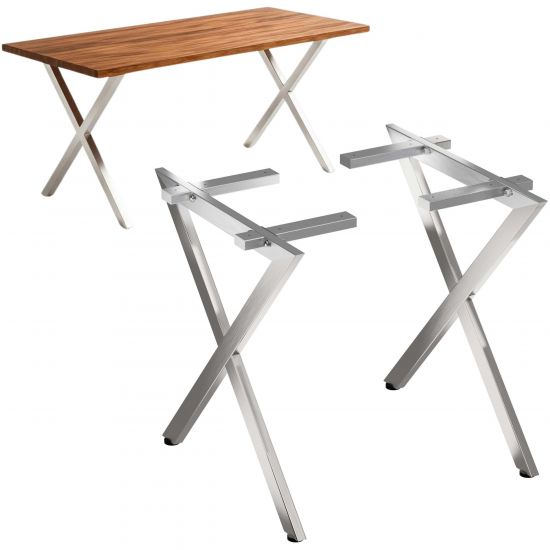 DanDiBo 2x Tischbeine Edelstahl 72 x 68 cm Tischgestell Höhenverstellbar 96678 Tischfüße Möbelfüße Tischkufen Esstisch Beine