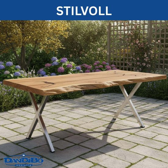 DanDiBo 2x Tischbeine Edelstahl 72 x 68 cm Tischgestell Höhenverstellbar 96678 Tischfüße Möbelfüße Tischkufen Esstisch Beine