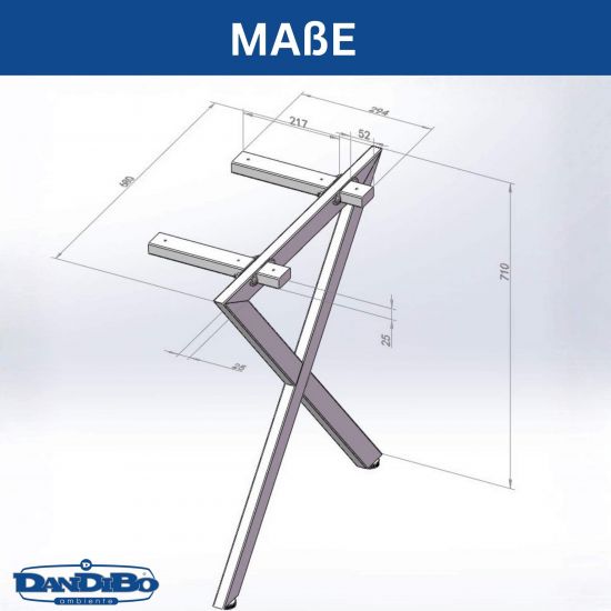 Preview: DanDiBo 2x Tischbeine Edelstahl 72 x 68 cm Tischgestell Höhenverstellbar 96678 Tischfüße Möbelfüße Tischkufen Esstisch Beine