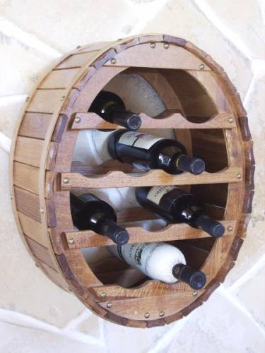DanDiBo Weinregal Holz Wand Weinfass für 12 Flaschen Braun gebeizt Flaschenständer für die Wandmontage Wandregal zum aufhängen Flaschenregal