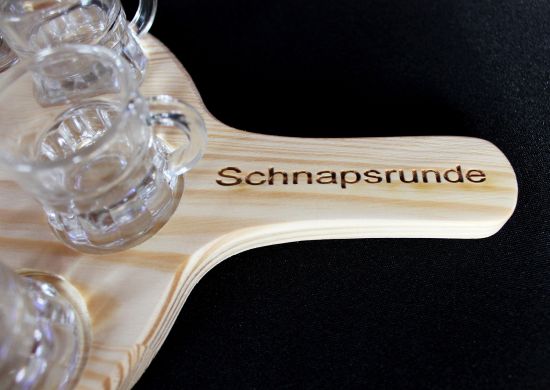 Schnapps round 20 cm with engraving and 8 glasses Schnapps board bar Schnapps bar