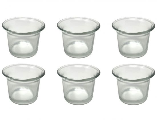 6x tealight glasses tealight holder glass tealight glass clear curved 4.5 cm high candle holder