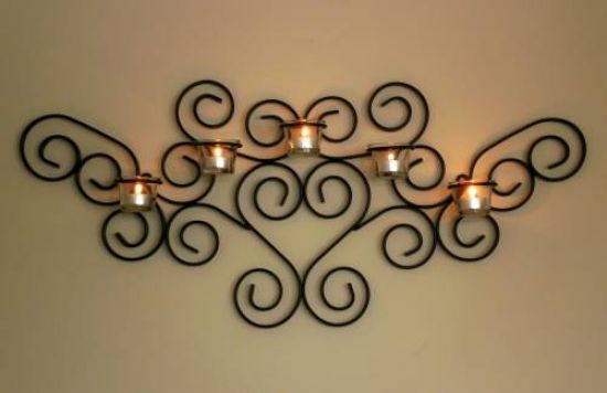 DanDiBo Wandteelichthalter Metall Schwarz Palace Wandkerzenhalter 63 cm Teelichthalter Kerzenhalter