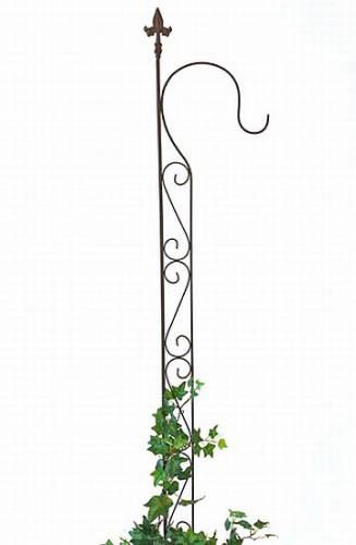 Garden Growth support with one hook Plant support made from metal H-144 cm B-27 cm Stake Black