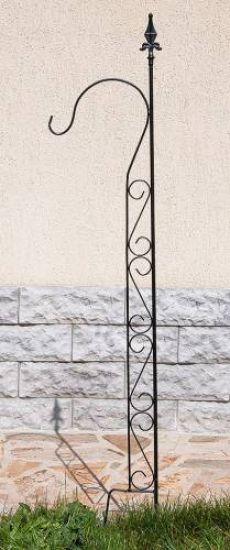 Garden Growth support with one hook Plant support made from metal H-144 cm B-27 cm Stake Black