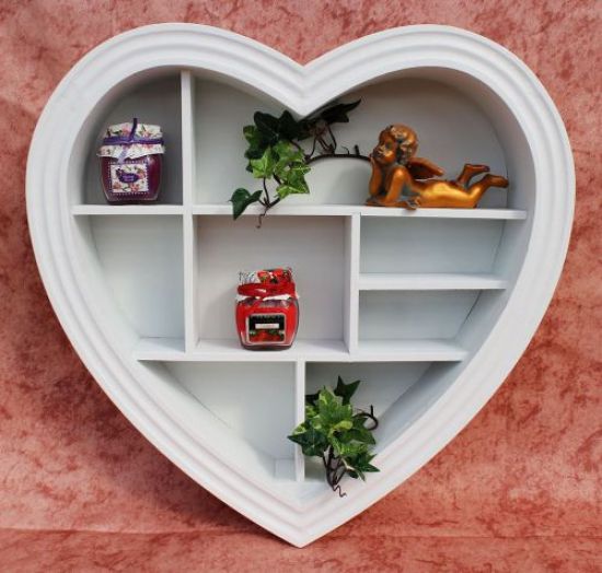 Setzkasten Herz 15K050 aus Holz 40cm Wandregal Sammlervitrine Schaukasten Regal