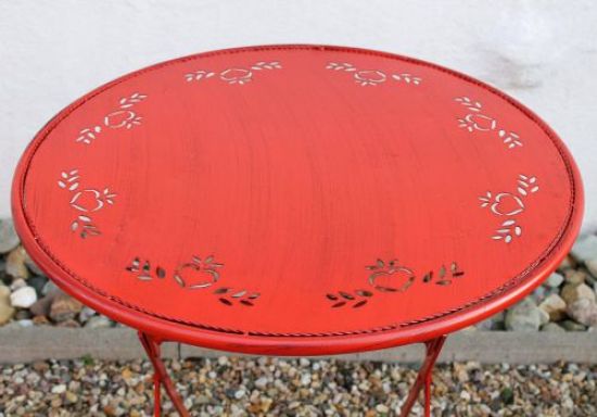 Sitzgruppe "Passion" Tisch mit 2 Stühle Set aus Metall Rot Gartenstuhl Gartentisch