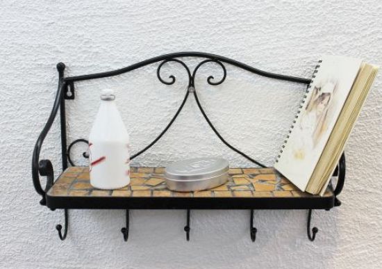 Shelf Merano Mosaic 050550 metal 41cm Towl rail Bath room Shelf with hooks