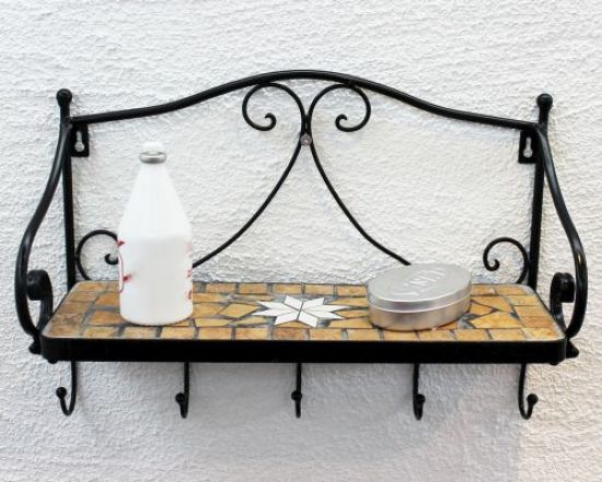 Shelf Merano Mosaic 050550 metal 41cm Towl rail Bath room Shelf with hooks