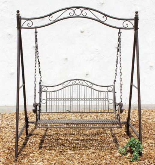 DanDiBo Hollywoodschaukel Metall Antik 2 Sitzer Gartenschaukel 082505 Schaukel Garten Schmiedeeisen