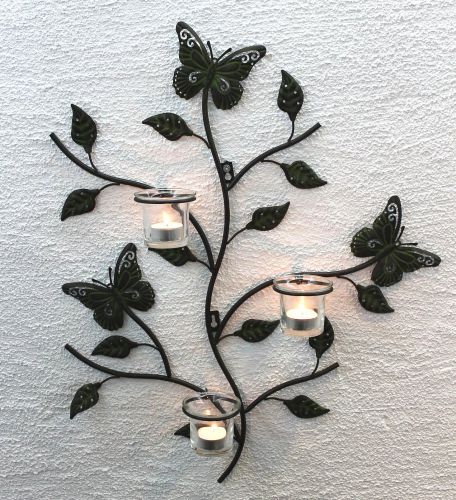 Wandteelichalter 12120 Teelichthalter aus Metall 62cm Wandleuchter Kerzenhalter
