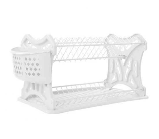 DanDiBo draining rack crockery 2 tiers White draining rack PK52 draining basket draining rack draining tray dish drainer with trivet and cutlery basket