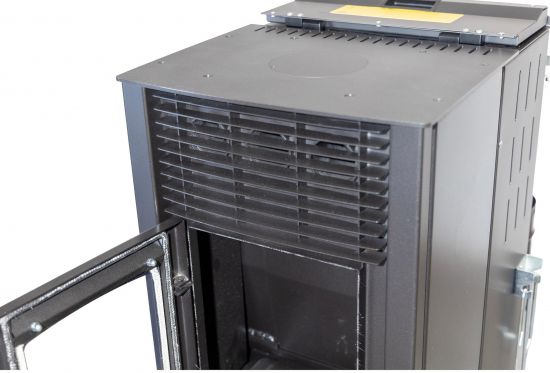 Babas Eco Hybridofen Pellets und Holz Kombiofen Kaminofen 8 kW Pelletofen ohne Strom Schwarz Holzofen Holz Ofen Kamin