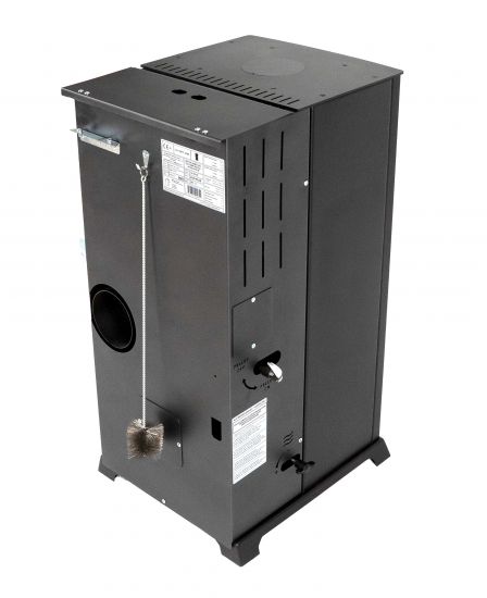 Babas Eco Hybridofen Pellets und Holz Kombiofen Kaminofen 8 kW Pelletofen ohne Strom Schwarz Holzofen Holz Ofen Kamin