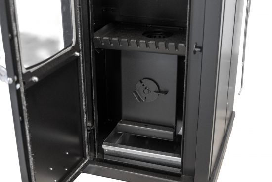 Babas Eco Hybridofen Pellets und Holz Kombiofen Kaminofen 8 kW Pelletofen ohne Strom Schwarz Holzofen Holz Ofen Kamin