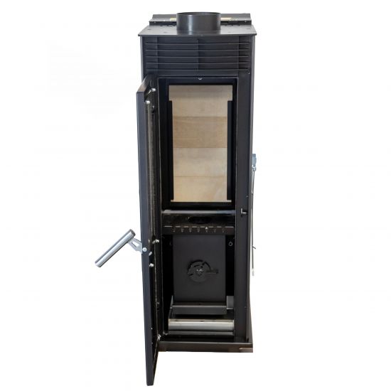 Babas Eco Mini Hybridofen Pellets und Holz Kombiofen Kaminofen 8 kW Pelletofen ohne Strom Schwarz Holzofen Holz Ofen Kamin