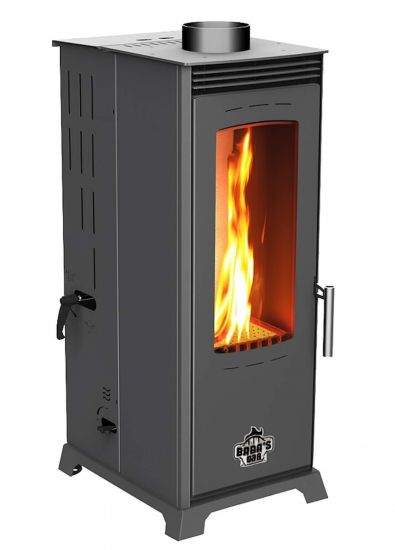 Babas Eco Mini Hybridofen Pellets und Holz Kombiofen Kaminofen 8 kW Pelletofen ohne Strom Schwarz Holzofen Holz Ofen Kamin