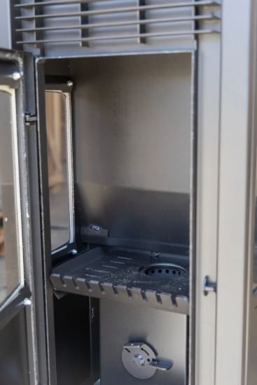 Babas Eco Plus Panorama Hybridofen Pellets und Holz Kombiofen Kaminofen 8 kW Pelletofen ohne Strom Schwarz Holzofen Holz Ofen Kamin
