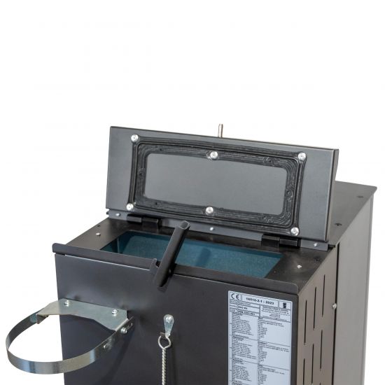 Babas Eco Plus Panorama Hybridofen Pellets und Holz Kombiofen Kaminofen 8 kW Pelletofen ohne Strom Schwarz Holzofen Holz Ofen Kamin