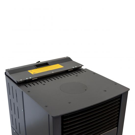 Babas Eco Plus Panorama Hybridofen Pellets und Holz Kombiofen Kaminofen 8 kW Pelletofen ohne Strom Schwarz Holzofen Holz Ofen Kamin
