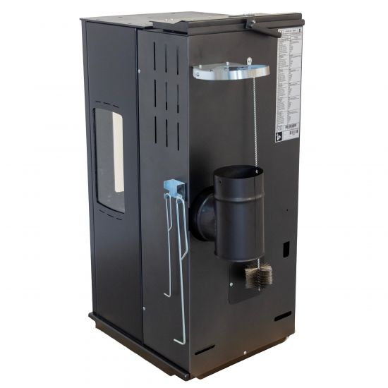 Babas Eco Plus Panorama Hybridofen Pellets und Holz Kombiofen Kaminofen 8 kW Pelletofen ohne Strom Schwarz Holzofen Holz Ofen Kamin