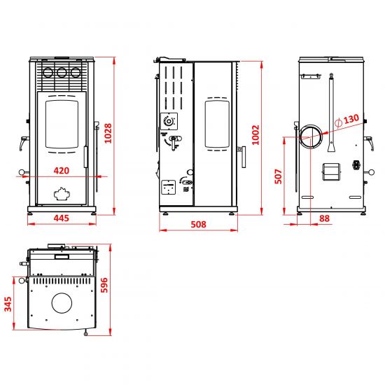 Babas Eco Plus Panorama Hybridofen Pellets und Holz Kombiofen Kaminofen 8 kW Pelletofen ohne Strom Schwarz Holzofen Holz Ofen Kamin