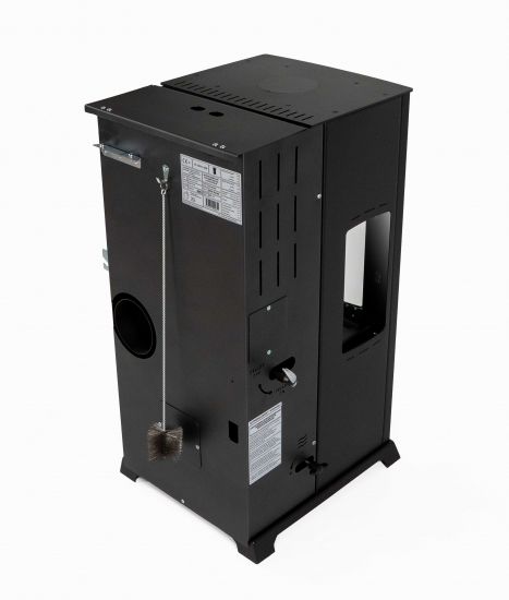 Babas Eco Plus Panorama Hybridofen Pellets und Holz Kombiofen Kaminofen 8 kW Pelletofen ohne Strom Schwarz Holzofen Holz Ofen Kamin
