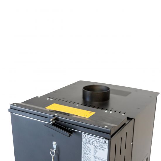 Babas Gold Plus Hybridofen Pellets und Holz Kombiofen Kaminofen mit Backfach Panorama 12 kW Schwarz Holzofen Holz Ofen Kamin