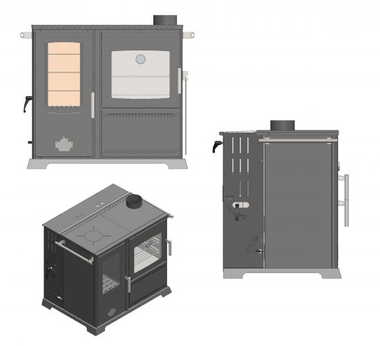 Babas Saphire Hybridofen Pellets und Holz Kombiofen Kaminofen mit Backfach und Herdplatte 10 kW Pelletofen ohne Strom Holzofen Holz Ofen Kamin