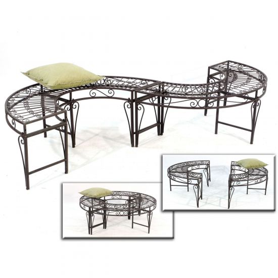Preview: DanDiBo Round Metal Tree Bench Brown Weatherproof Ø 135 cm Tree Bench 96188 Garden Bench Park Bench Seat