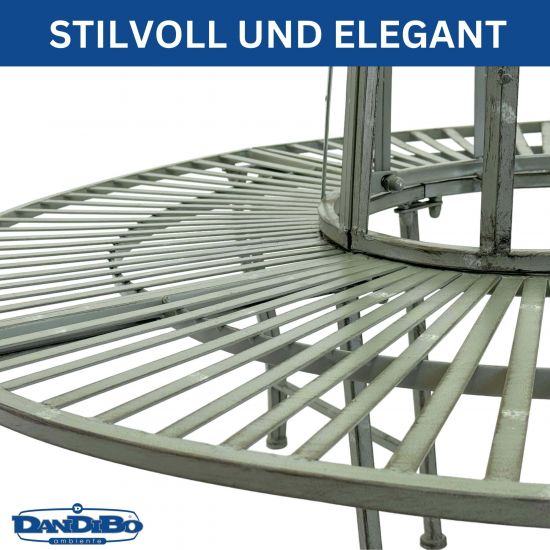 DanDiBo Baumbank Rund Metall Wetterfest Grau 96590 Rundbank ø 120 cm Gartenbank Sitzbank Bank Garten Antik