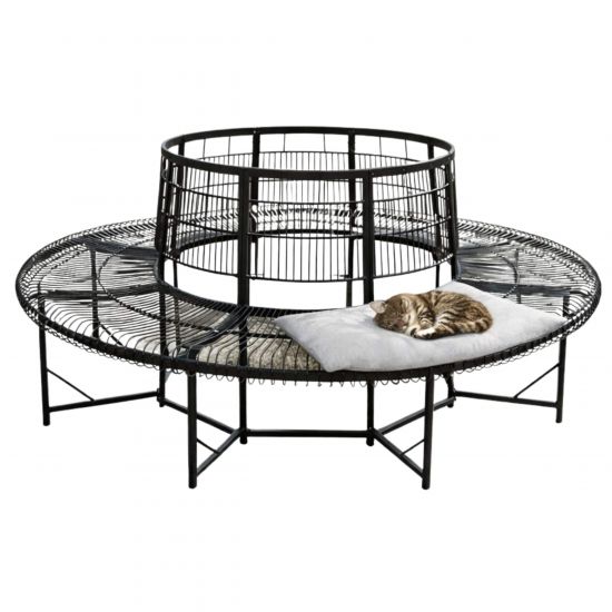 Preview: DanDiBo Baumbank Rund Wetterfest Metall D-200cm 96723 Gartenbank Rundbank Sitzbank Bank Schmiedeeisen Parkbank