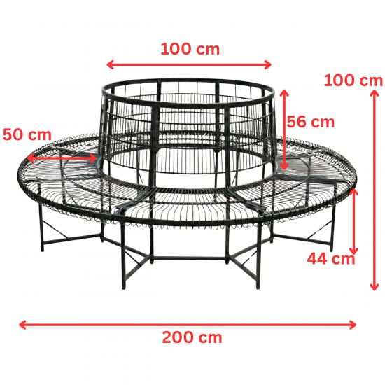 Preview: DanDiBo Baumbank Rund Wetterfest Metall D-200cm 96723 Gartenbank Rundbank Sitzbank Bank Schmiedeeisen Parkbank