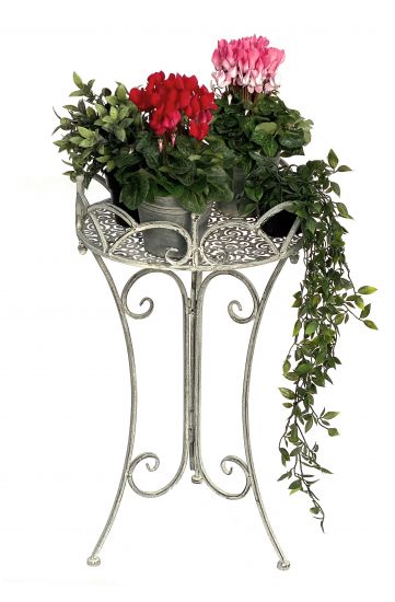 DanDiBo Beistelltisch Metall Rund Garten Grau Antik 96113 Tisch H-70cm D-40 cm Gartentisch Bistrotisch Bartisch