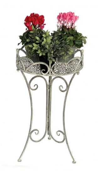 DanDiBo Beistelltisch Metall Rund Garten Grau Antik 96113 Tisch H-70cm D-40 cm Gartentisch Bistrotisch Bartisch