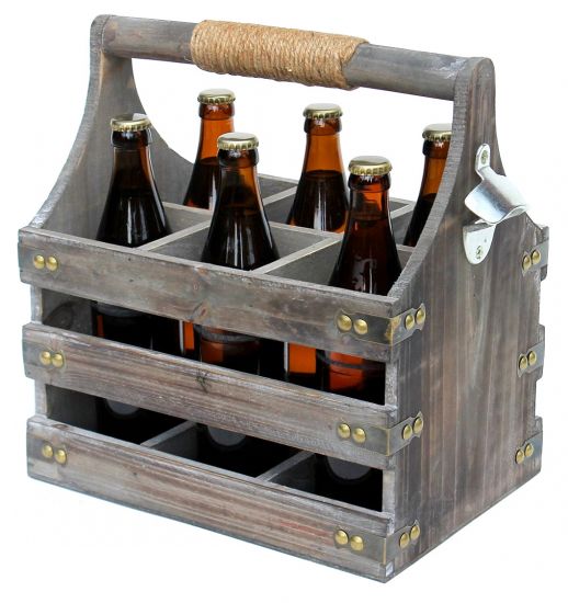 DanDiBo Bierträger aus Holz mit Öffner 93860 Flaschenträger Flaschenöffner Flaschenkorb Männerhandtasche Männergeschenke